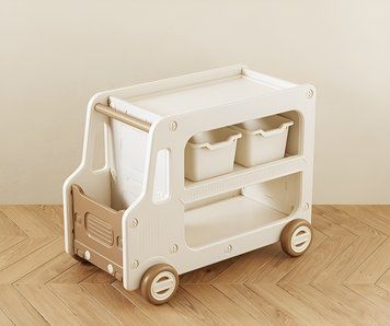 Стелаж-машинка з контейнерами Terrio &ldquo;Lorry&rdquo; Коричнево-білий 1940815497 фото